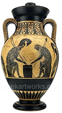 Achilles & Ajax Exekias Antiguo Museo de ánfora griega Réplica hecha a mano