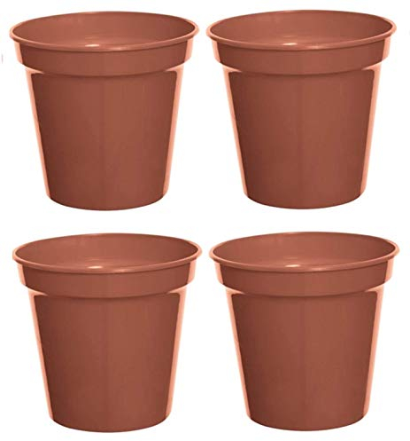 Whitefurze 4 Large Plastic Plant Pot 17cm 7Inch Vegetable Cultivation Pot Terracotta Colour
