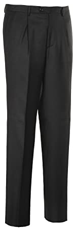 DIDYUGO Pantalone Uomo Classico in 100% Pura Lana Vergine Vita Alta Gamba Larga Invernale 46 48 50 52 54 56 58 60 (54 - Grigio Scuro)