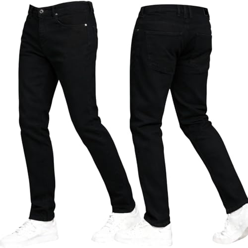 Crosshatch Stretch Slim Fit Jeans Mens Denim Designer Trousers Pants Black 34W X 32L