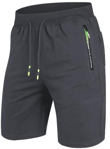 ZOXOZ Herrshorts Sommar Korta Byxor Elastisk Midja bälte Bomull med Dragkedja Fickor träningsshorts