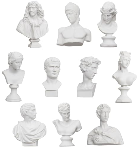 UOIENRT Griechische Büstenstatue und Skulpturen, Mini-griechische Mythologie-Figur, kleine griechische Mythologie-Dekoration, 10 Stück