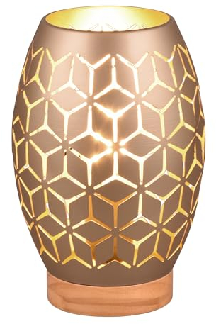 Reality Lampe de table Bidar R51571065, Metal Coffee, bois naturel, sans 1x E27