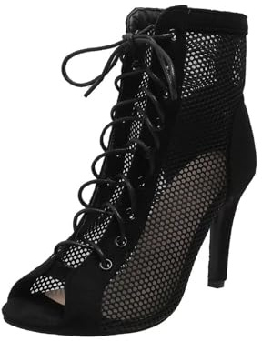 Kraftpaid Bottes De Danse Latine Femme, Valse Bottines De Danse De Salon, Bottines De Danse Pour Femmes À Lacets, Talon À Lacets Bottes De Salon Chaussures De Danse Performance
