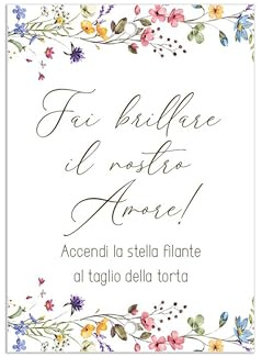 CESANA LIKE PHOTO Scintille Luminose per Matrimonio - cartoncini per Stelline Luminose Fiori di Campo Colorati 40 pz