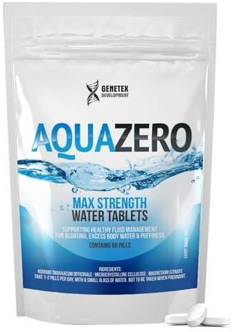 Aqua Zero Water Balance Tablets for Fluid Support – 60 Water Capsules Natural Diuretic for Swelling Relief, Bloating, Electrolyte Balance & Weight Management – Made in UK, Suitable for Vegans