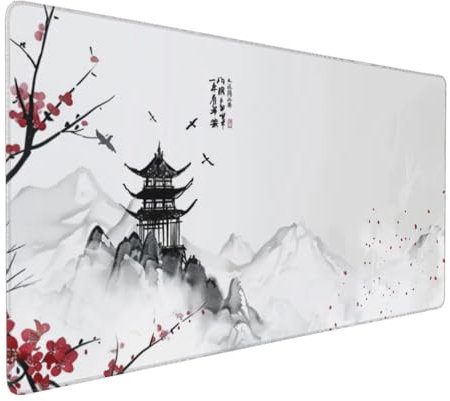 Gaming Mouse Pad, Mouse Pad Pavilion Scenery Mouse Mat 700x300x3 mm with Stitched Edges, Large Extended XXL Mousepad with Anti Slip Base, Desk Pad for Desk Keyboard Decor, Gifts for Men Kids S-960