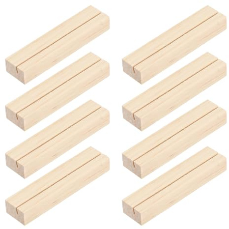 YUVKIN Set da 8 Pezzi Portacarte in Legno per Matrimoni, Banchetti e Feste - Foto, Segnaposto, Cavalieri, Tableau Matrimonio, Numeri da Tavolo in Faggio, Cartoline, Portamenu per Ristoranti