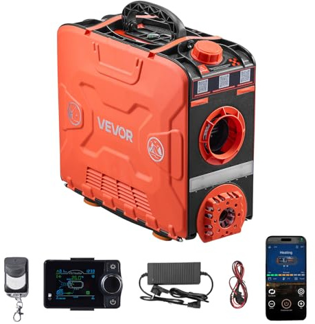 VEVOR Chauffage Diesel 8 kW DC 12 V/24 V, Réchauffeur de Stationnement Portable Tout-en-Un, avec Contrôle par Application Bluetooth, Télécommande et Écran LCD, Réservoir 4,5 L, Design Valise, Camion