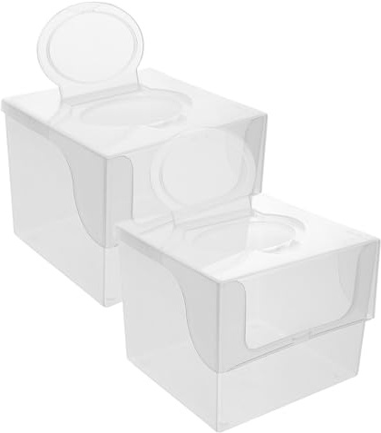 HYTROVE Caja Transparente para Toallitas Faciales de Plástico, 2 Unidades, Contenedor para Toallitas Húmedas Infantiles, Almacenamiento Versátil para Baño