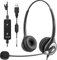 Wantek 602N Headsets mit Noise Cancelling Mikrofon und USB Stecker Typ-C-Adapter Für Call Center PC Computer Office Anrufe Online Konferenzen Teams Meeting