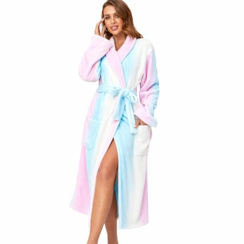 RONGTAI Womens Dressing Gown Fleece Plush Warm Long Robes