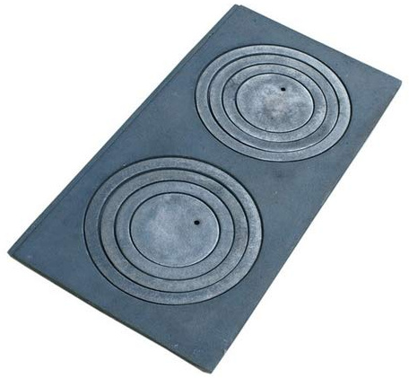Placa para horno, placa de cocción con penetración de hierro fundido, 2 superficies de cocción, 60 x 30 cm