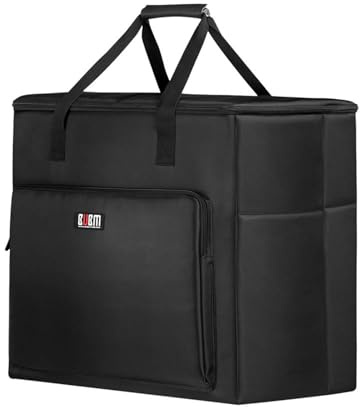 BUBM Desktop Computer Carrying Case, Padded Nylon Carry Tote Bag for Transporting Computer Tower PC Chassis,Monitor(Up to 27 inch),Keyboard,Cable and Mouse