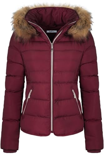 BodiLove Women's Winter Puffer Coat Thickened Fleece Lined Jacket Fur Hood