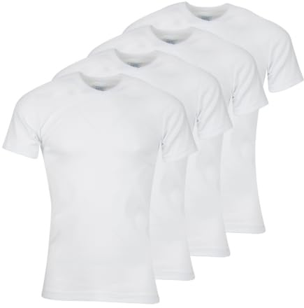 Athena - Lot de 4 T-Shirts Homme Col V - 100% Coton Bio - Label Oeko-TEX® Standard 100 - Maillots de Corps Certification GOTS - Hypoallergénique, Manches Courtes