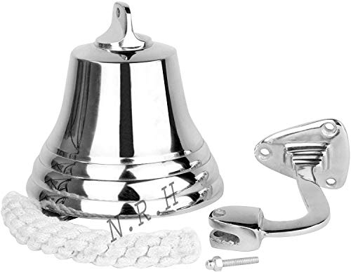 Große Schiffsglocke im Vintage-Stil, Chrom-Finish, nautisches Abendessen, Empfang, Heimdekoration
