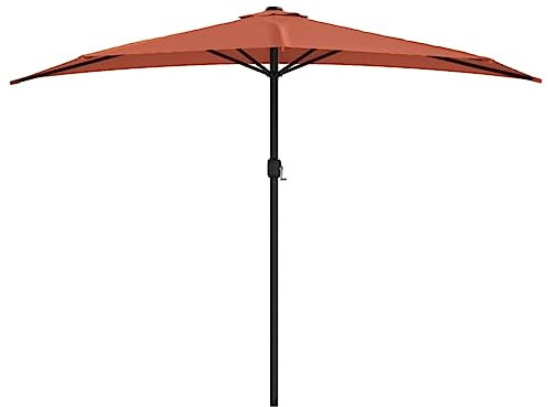 vidaXL Balkon Sonnenschirm Alu-Mast Balkonschirm Strandschirm Marktschirm Ampelschirm Gartenschirm Schirm Wandschirm Terrakotta 300x155x223cm Halbrund