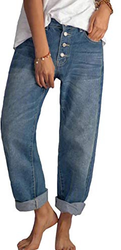 Tomwell Pantaloni Larghi Donna a Vita Alta Pantaloni Donna Invernali in Denim Jeans Stile di Strada Casual e Eleganti Blu XXL