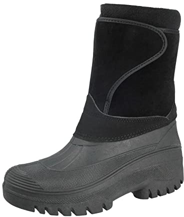 Groundwork Unisex Faux Suede Touch Close Thermal Fleece Lined Winter Snow Boots (7 UK, Black, numeric_7)