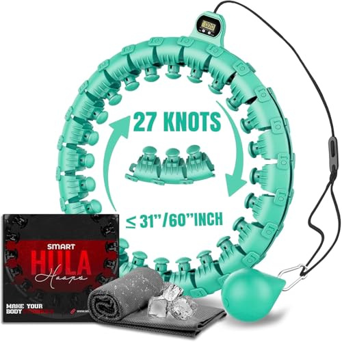 Active 100 Smart Hula Hoop, Gewichteter Hula Hoop, Verstellbarer Fitness-Übungs-Hula-Hoop, 27 abnehmbare Knoten, Glieder, Grün