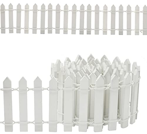 Clôture de Jardin Miniature Clôture en Bois,Clôture Miniature Flexible,Décoration de Jardin Mini Clôture Barrière 100 X 5 Cm (Blanc)