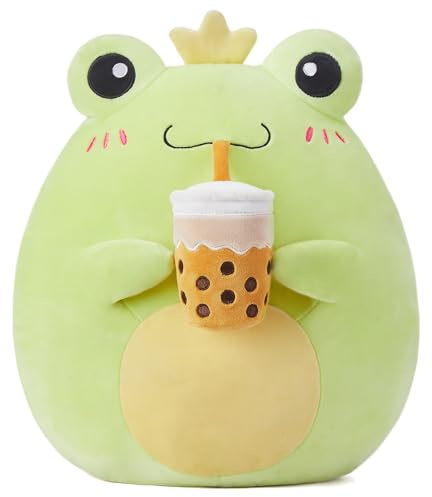 PLAYNICS Large Frog Plush Pillow Stuffed Animal Toy,Big Size Cute Soft Toys 13 Fat Kawaii Hugging Pillows Cuddle Huggable Plushie,Gift for Kids