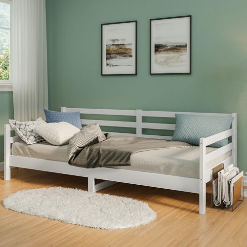 Bellamio Tagesbett Ayr, Gästebett 90x200 cm, Bettgestell in weiß, Schlafsofa aus Kiefer Massivholz lackiert