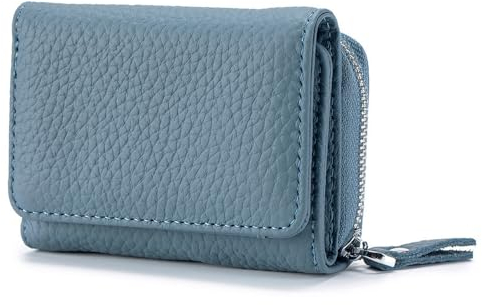 Yemlarey Geldbörse Damen Klein Brieftasche Echt Leder Geldbeutel klappbar Kleines Portemonnaie Frauen Mini Kreditkartenetui RFID-Schutz Kartenfächer Münzfach (Grau)