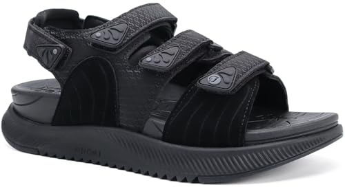 ONCAI Womens Walking Sandals Summer Hiking Sports Sandles with Arch Support Woman Outdoor Orthopedic Water with Adjustable Strap Black Size 9