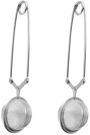 2 Pack Mesh Snap Ball Tea Strainer with Handle for Loose Leaf Tea and Mulling Spices Stainless Steel Tea Holders Practical Portable Loose Tea Infuser Filter