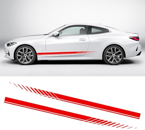 2 pcs pegatinas de rayas, calcomanías gráficas de vinilo para carrocería, carreras, decoración de coche, compatible con tamaño libre + raspadores