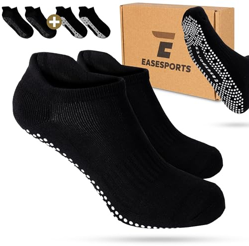 Lot de 2 paires de chaussettes de yoga et de pilates pour homme et femme - Chaussettes antidérapantes en ABS pour femme - EU 35-46 - Fitness, Noir , 35-38