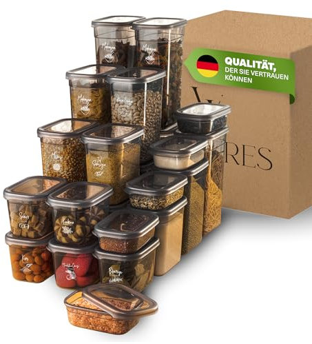 Viwares luftdichte Vorratsdosen mit Deckel | 25er Vorratsbehälter Set | BPA-FREI | Zur Müsli Mehl und Zucker Aufbewahrung | Praktische Aufbewahrungsbox Küche für alle Lebensmittel