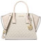 Michael Kors Avril Umhängetasche mit kleinem Logo und Leder, Hellcremefarben, Hellcremefarben, Small