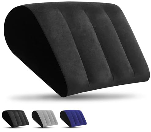 LuxoCare Oreiller Cale Gonflable Ajustable - Coussin Releve Jambe Portable pour Dormir et Voyage, Coussin Lombaire et Jambes Surélevé, Étanche pour Camping et Maison (Noir)