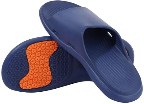 Ynport Crefreak Chaussons Anti-Dérapants Hommes Femmes pour Été, Pantoufles de Salle de Bain à Bout Ouvert, Sandales Glissades Unisexe pour Plage, Piscine et Maison,Bleu, EU 44-45
