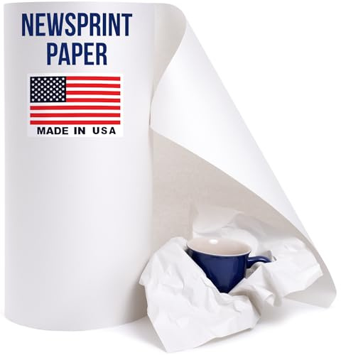Paclord Large 18 x 1440' Newsprint Paper Roll - Extra 26 lbs Thick - Money Saving Equivalent to 1000pc 18x17 Newsprint Sheets - For Wrapping, Shipping, Moving, and Void Filling