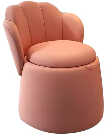 Moderna silla de maquillaje rosa con almacenamiento, taburete redondo para dormitorio, tocador, sala de estar, club, sillón tapizado elegante y funcional
