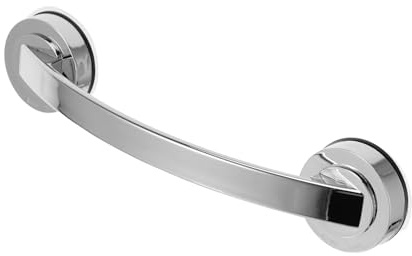 HONITANO Barra De Apoyo Segura Para Baño Ventosa Grande Plateada, Barra De Seguridad Para Personas Mayores y Niños, Montaje Pared Para Inodoro y Ducha, 1 Unidad, Uso Diario