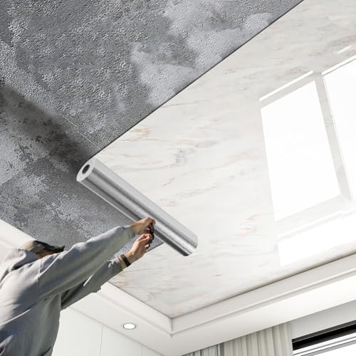 Pannelli decorativi autoadesivi per soffitto, 40-120 cm, carta da contatto liscia, per bagno residenziale, cucina, facile da installare, rotolo di rivestimento per pareti (stile WXL, 60 cm x 10 m)