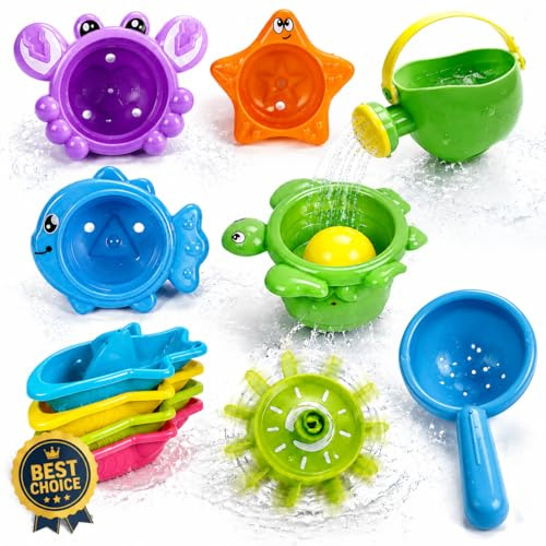 CozyBomB Kids Toys for 2 3 4 Year Old, Colorful Floating Boats, Spoons & Watering Can | Safe, Easy to Clean & Fun Beach Play Set | Pool, Beach & Water Table Toys