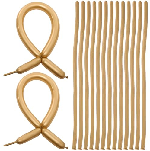 Cabilock 100 Palloncini Modellabili in Lattice 1,8g Colore Metallico Oro, Palloncini Lunghi per Feste, Matrimoni e Decorazioni di Compleanno