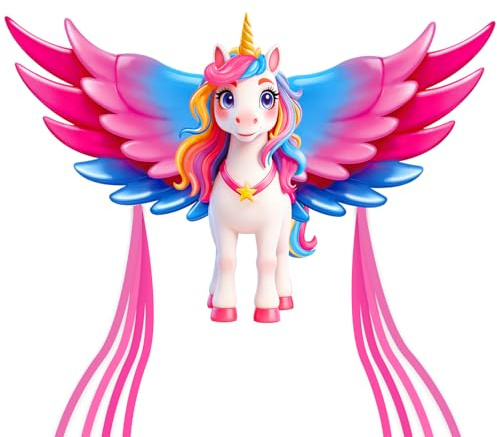 Huge Pink Unicorn Kites for Kids, Children & Adults, Easy to Fly for Beach | Large Single Line Kite for Girls & Beginners & 300ft String Handle, Simple to Assemble and Carry