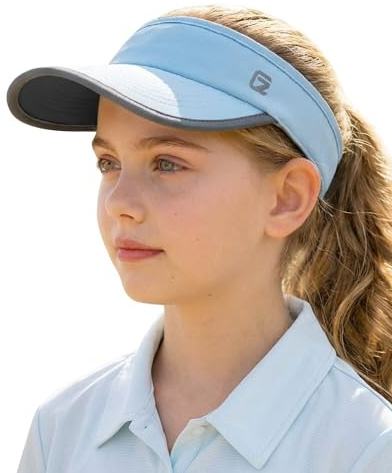 GADIEMKENSD Visera Infantil para el Sol, UPF 50+ para niñas, Gorra Ligera y Reflectante, Visera Deportiva Ajustable, Correr, Tenis, Golf y Deportes al Aire Libre en Verano, Azul Cielo