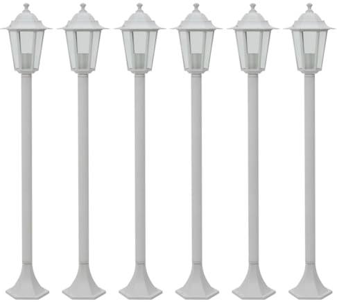 vidaXL 6X Farolas de Jardín Aluminio Color Blanco 110 cm Luz Iluminación Patio
