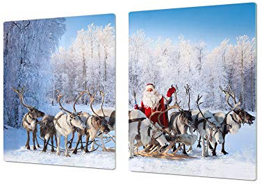Enormous Tempered Glass Chopping Board - Induction Cooktop Cover – Single: 80 x 52 cm (31,5” x 20,47”); Double: 40 x 52 cm (15,75” x 20,47”); DD30 Christmas Series