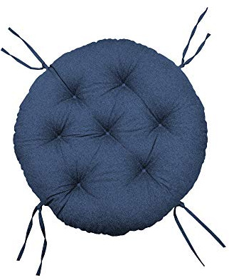 chilly pilley Almohada Redondo Papasan para sillón de ratán Almohada Acolchado para sillón Almohada de jardín Almohada Redondo con Lazos para Asiento (120cm, Azul)