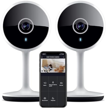 Geeni Vivid Indoor Smart Security Camera – HD Live Stream Camera for Indoor Home Monitoring with Night Vision, 2-Way Audio, Flexible Mount, Micro SD Slot, Motion Detection & App Control – 2Pack, White