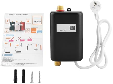 Wakects Chauffe-Eau Instantané 220 V 3800 W avec Affichage Numérique, Mini Chauffe-Eau Électrique Sans Réservoir, pour Cuisine et Salle de Bain, Température Maximale 55 °C (Noir)